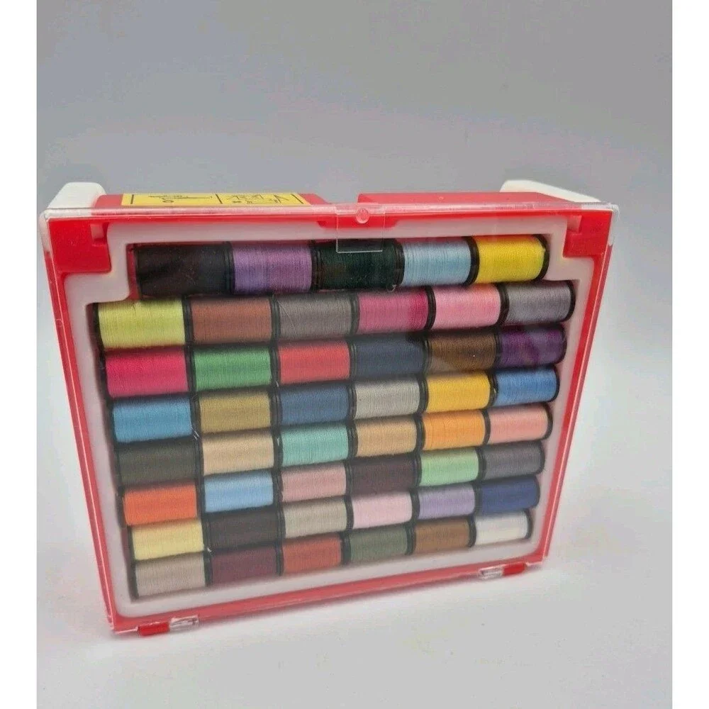 Vtg Sewing Box 47 Sewing Thread Colors 10 Acc. NOS 25924 SYB 102454-01 HTF Rare